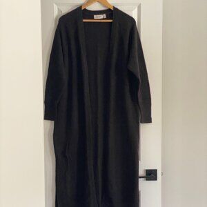 RD Style Long Black Open-Front Cardigan – Bouclé Knit – Cozy Duster Sweater